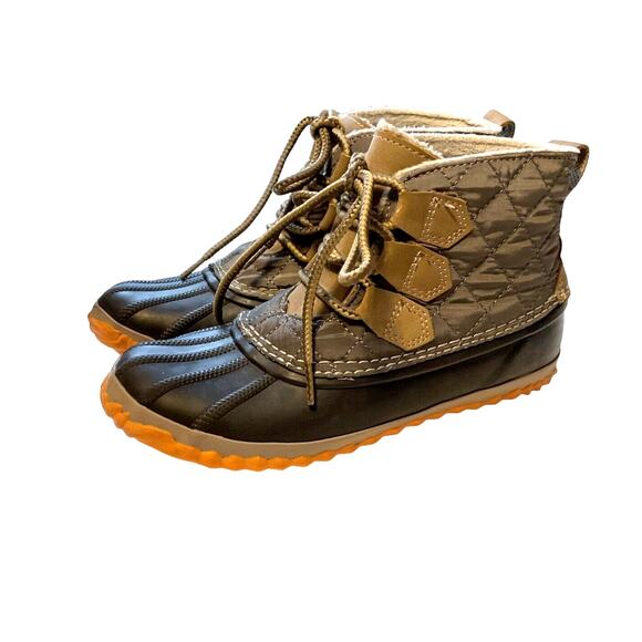 JBU Women's Nala Duck Boots Size 6 M Brown & Tan Lace Up Rain Cold Weather Shoe - Picture 3 of 13
